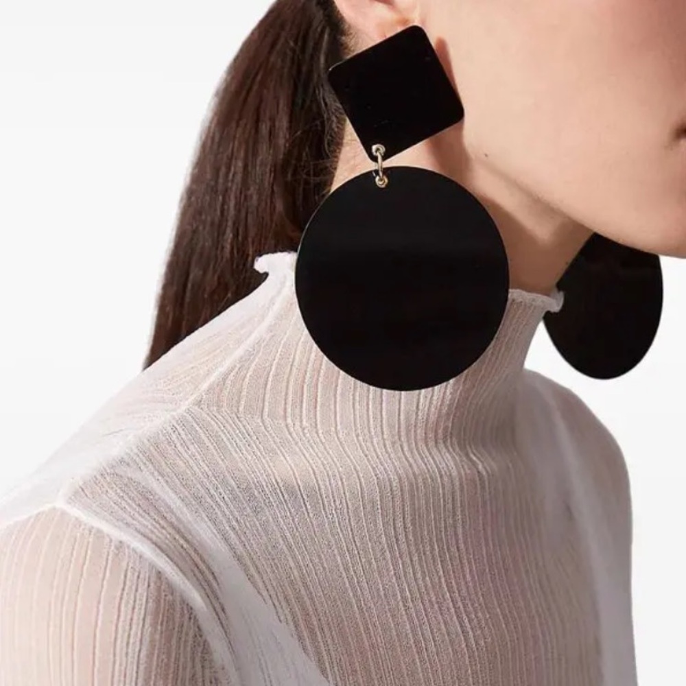 Carolina Herrera Oversized White Geometric Drop Earrings